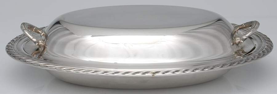 Silverplate Hollowware 12" Oval Double Vegetable by Unknown Manufacturer-1