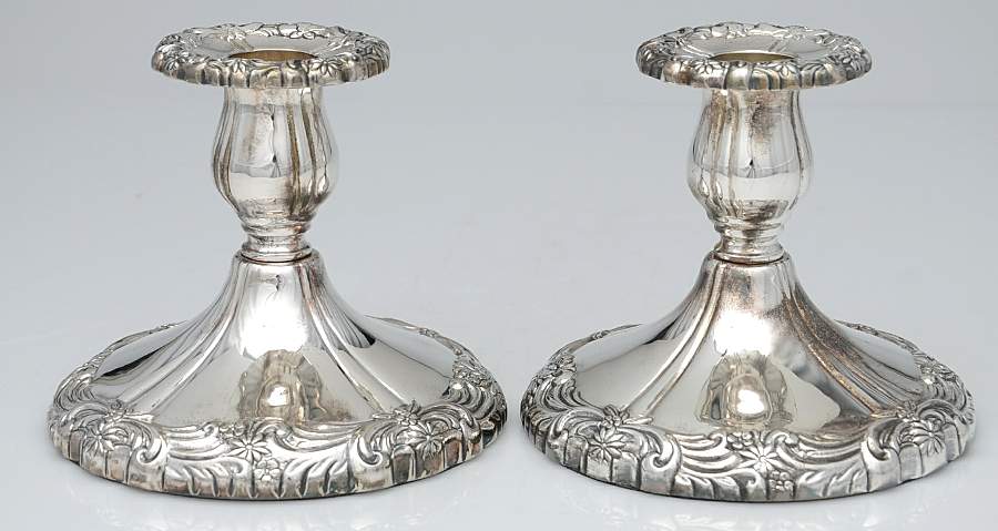 Silverplate Hollowware Pair of 4" Console Candleholders by Unknown Manufacturer-1