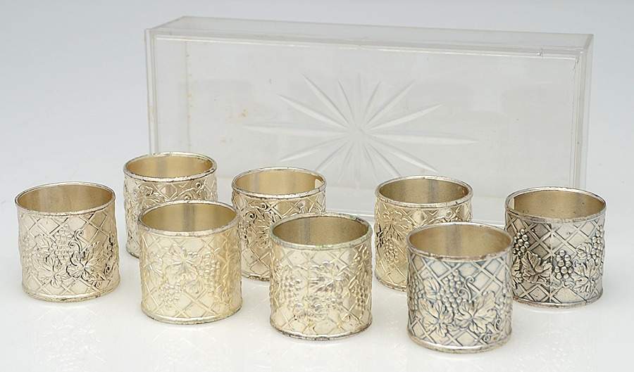 Silverplate Hollowware Napkin Ring - Set of 8 by Unknown Manufacturer-1
