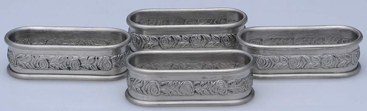 Silverplate Hollowware Napkin Ring - Set of 4 by Unknown Manufacturer-1