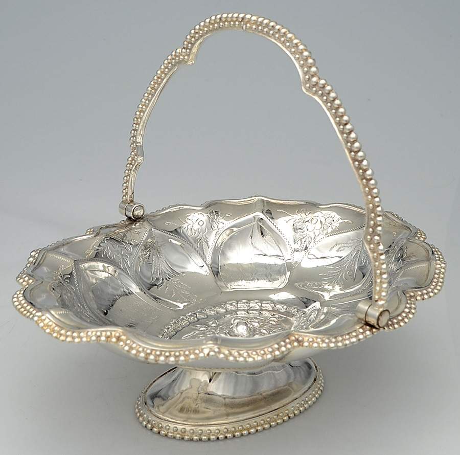 Silverplate Hollowware 11" Oval Handled Pedestal Basket by Unknown Manufacturer-1