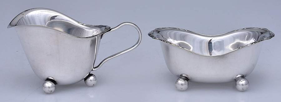 Silverplate Hollowware Creamer & Open Sugar Set by Unknown Manufacturer-1