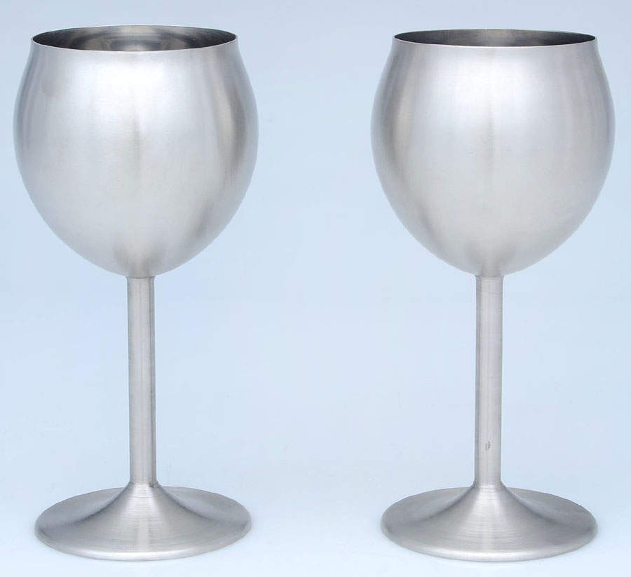 Stainless Hollowware Water Goblet (Set of 2) by Unknown Manufacturer-1