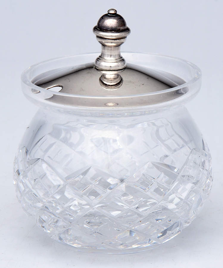 Silverplate Hollowware Crystal Jam Jar & Silver Lid by Unknown Manufacturer-1