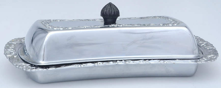 Stainless Hollowware 1/4 Pound Covered Butter Dish by Unknown Manufacturer-1