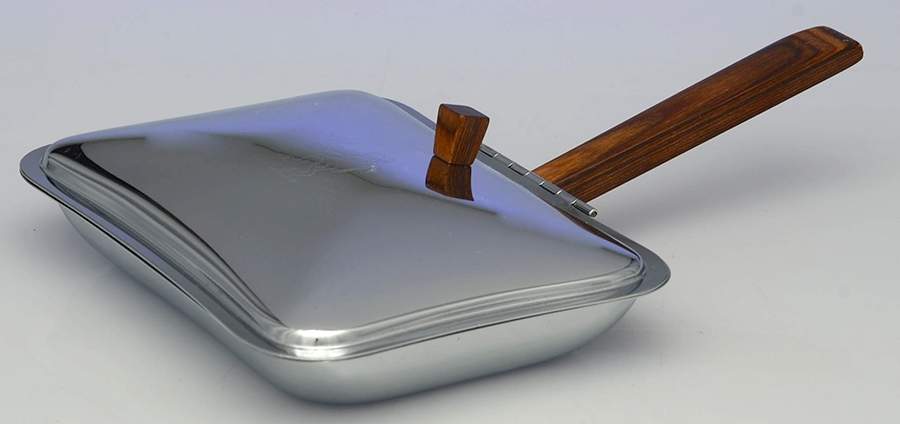 Stainless Hollowware Silent Butler with Hinged Lid by Unknown Manufacturer-1