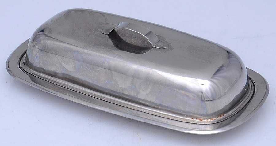 Stainless Hollowware 1/4 Pound Covered Butter Dish by Unknown Manufacturer-1