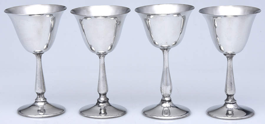Pewter Hollowware Wine Goblet - Set of 4 by Unknown Manufacturer-1