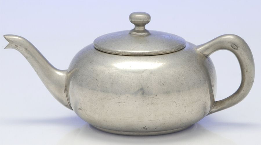 Pewter Hollowware Mini Stacking Teapot and Lid, No Lid by Unknown Manufacturer-1