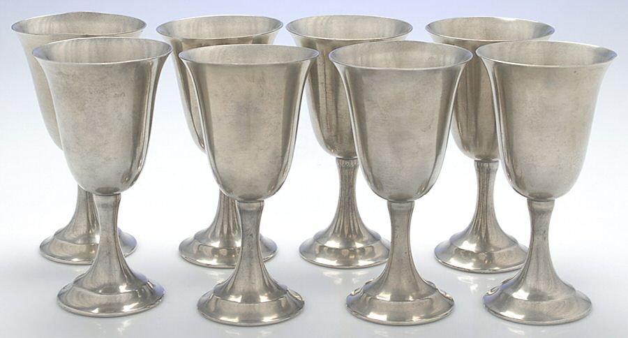 Pewter Hollowware Water Goblet - Set of 8 by Unknown Manufacturer-1
