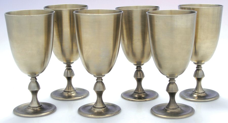 Pewter Hollowware Water Goblet - Set of 6 by Unknown Manufacturer-1