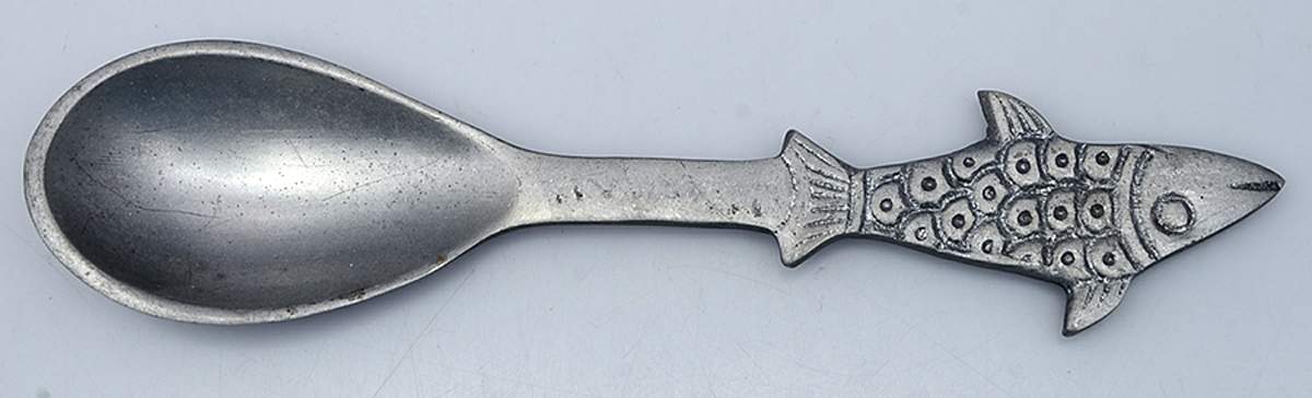 Pewter Hollowware Solid Fish Serving Spoon by Unknown Manufacturer-1