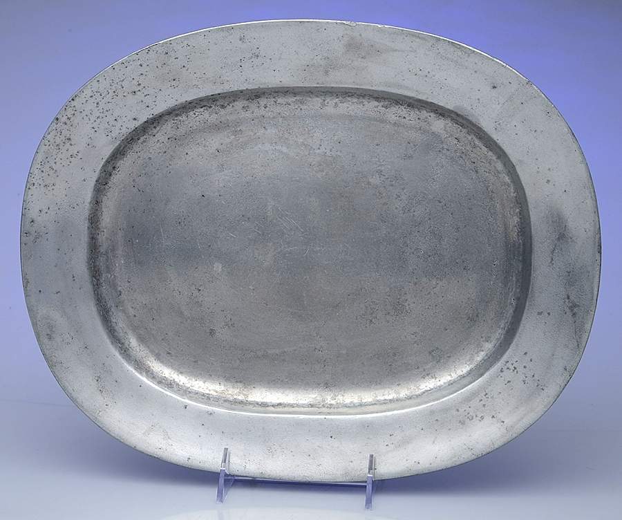Pewter Hollowware 14" Oval Serving Platter by Unknown Manufacturer-1