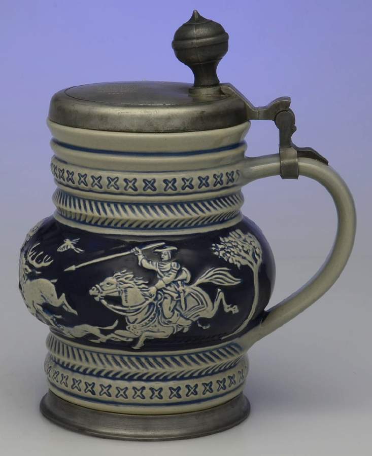Pewter Hollowware Beer Stein with Hinged Lid by Unknown Manufacturer-1