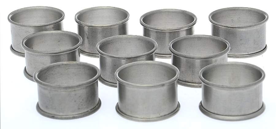 Pewter Hollowware Napkin Ring - Set of 10 by Unknown Manufacturer-1