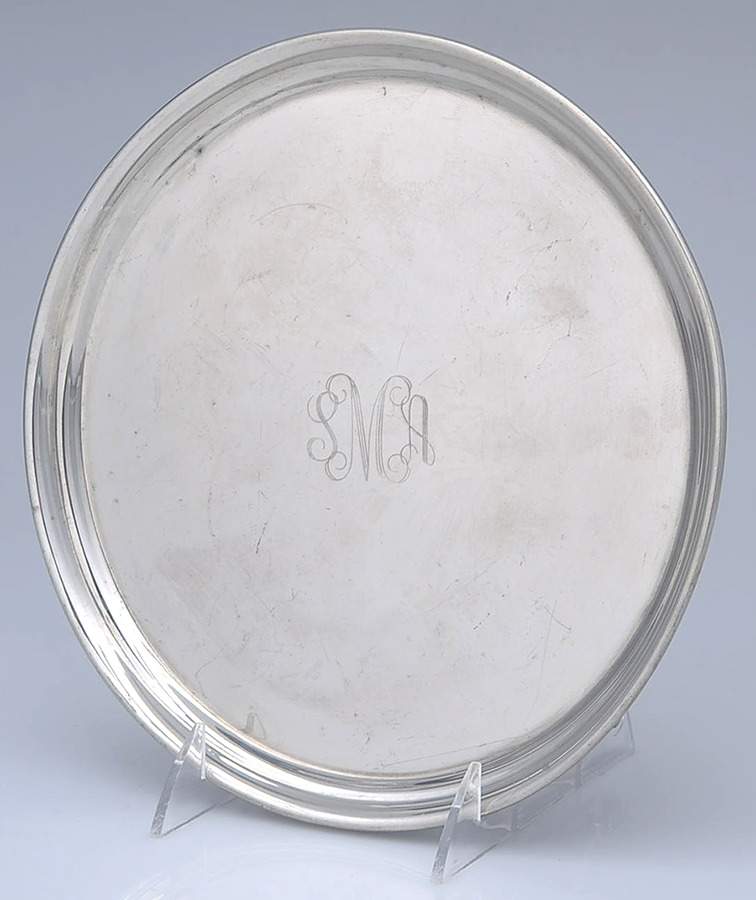 Pewter Hollowware 9" Round Tray by Unknown Manufacturer-1