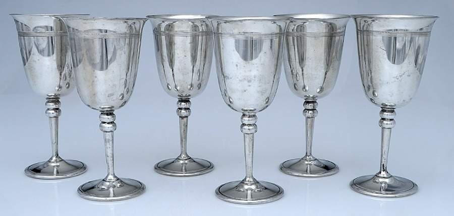 Pewter Hollowware Water Goblet - Set of 6 by Unknown Manufacturer-1