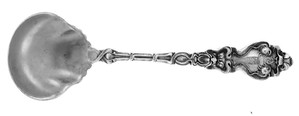 Douvaine (Sterling, 1890, Monograms) Solid Piece Cream Ladle by Unger Brothers-1