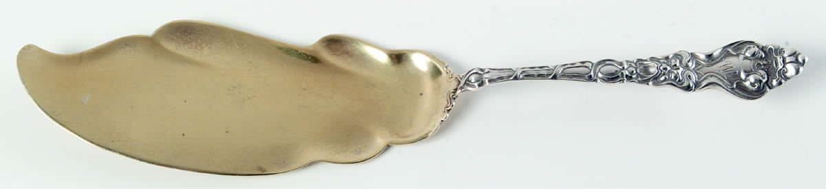 Douvaine (Sterling, 1890, Monograms) Large Solid Fish Serving Knife by Unger Brothers-1
