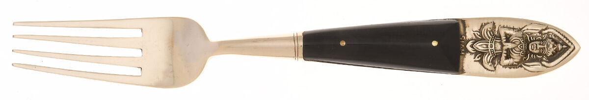 Siam (Brass)-Black Handle, Sitting Buddha Fork by Unknown Mfg Silver-1