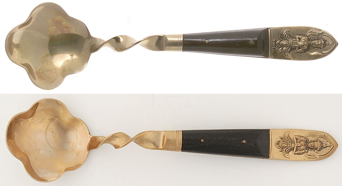 Siam (Brass)-Black Handle, Sitting Buddha Solid Gravy Ladle by Unknown Mfg Silver-1