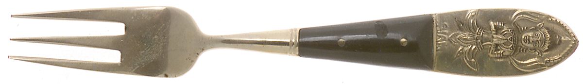 Siam (Brass)-Black Handle, Sitting Buddha Cocktail/Seafood Fork by Unknown Mfg Silver-1