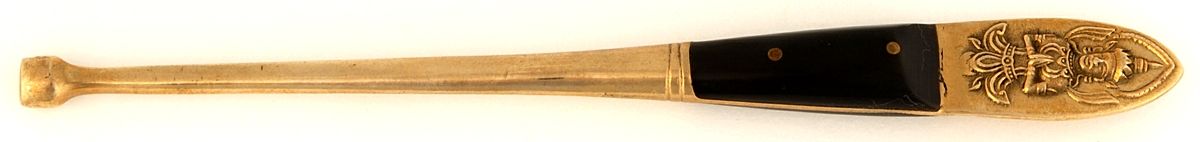 Siam (Brass)-Black Handle, Sitting Buddha Drink Muddler Spoon by Unknown Mfg Silver-1