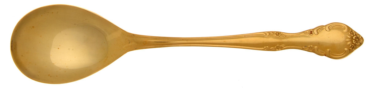 UNF503 (Gold Electroplate) Solid Salad Serving Spoon by Unknown Mfg Silver-1