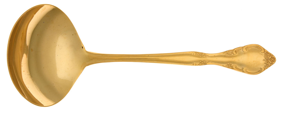 UNF503 (Gold Electroplate) Solid Gravy Ladle by Unknown Mfg Silver-1