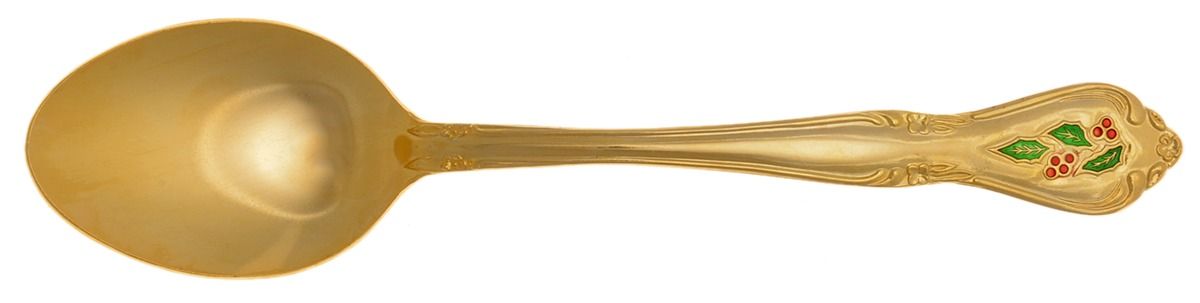 Holly Yuletide (Gold Electroplate) Tablespoon (Serving Spoon) by Unknown Mfg Silver-1