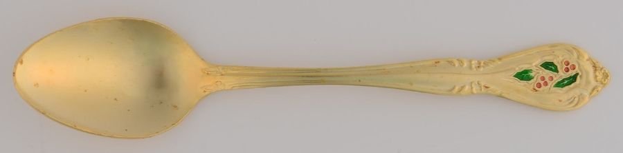 Holly Yuletide (Gold Electroplate) Teaspoon by Unknown Mfg Silver-1
