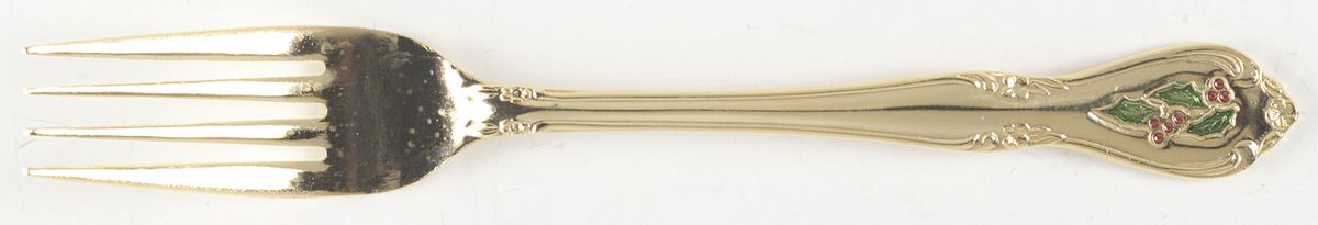 Holly Yuletide (Gold Electroplate) Fork by Unknown Mfg Silver-1