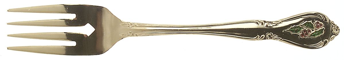 Holly Yuletide (Gold Electroplate) Individual Salad Fork by Unknown Mfg Silver-1