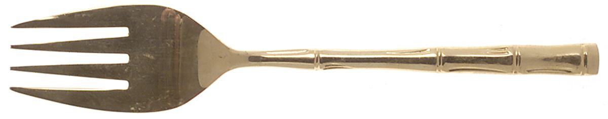UNF519 (Gold Electroplate) Medium Solid Cold Meat Serving Fork by Unknown Mfg Silver-1