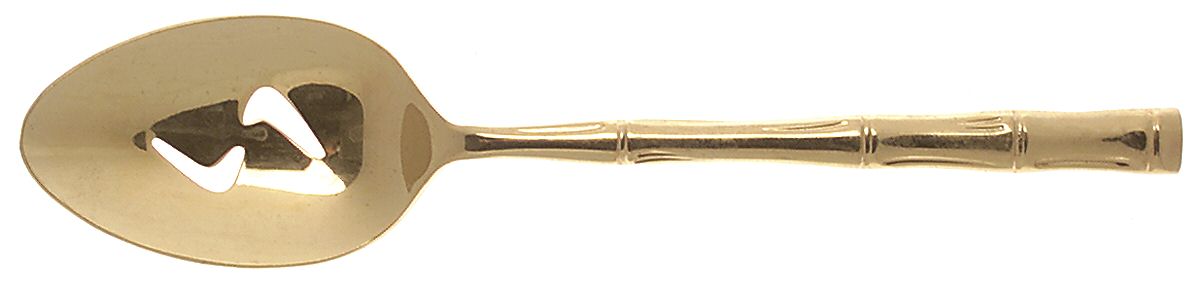 UNF519 (Gold Electroplate) Pierced Tablespoon (Serving Spoon) by Unknown Mfg Silver-1