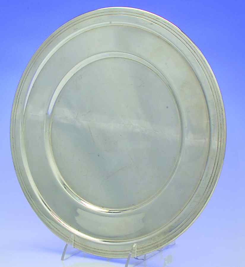 UNH2 (Sterling, Hollowware) 12" Round Sterling Tray by Unknown Manufacturer-1
