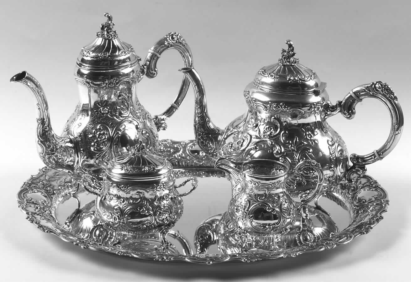 UNH3 (Sterling, Hollowware) 5 Piece Tea Set (SCP, STP, SCR, SSU, WTL) by Unknown Manufacturer-1