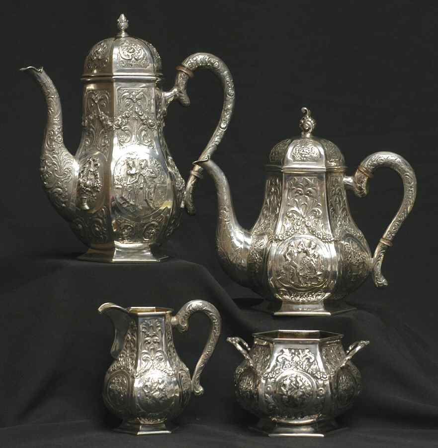 UNH3 (Sterling, Hollowware) 4 Piece Tea Set (SCP, STP, SCR, SSUO) by Unknown Manufacturer-1