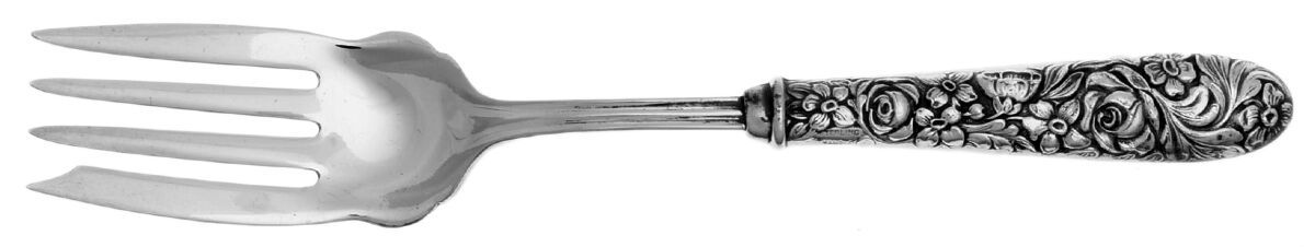 UNF544 (Sterling) Small Cold Meat Serving Fork, Plated Tines by Unknown Mfg Silver-1