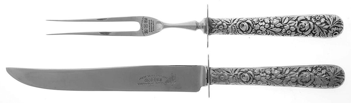 UNF544 (Sterling) 2 Piece Small Carving Set W/ Sterling Guard by Unknown Mfg Silver-1