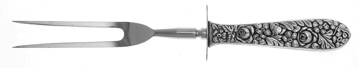 UNF544 (Sterling) Lg Carving/Roast Fork-Stn Prong w/Sterling Guard by Unknown Mfg Silver-1