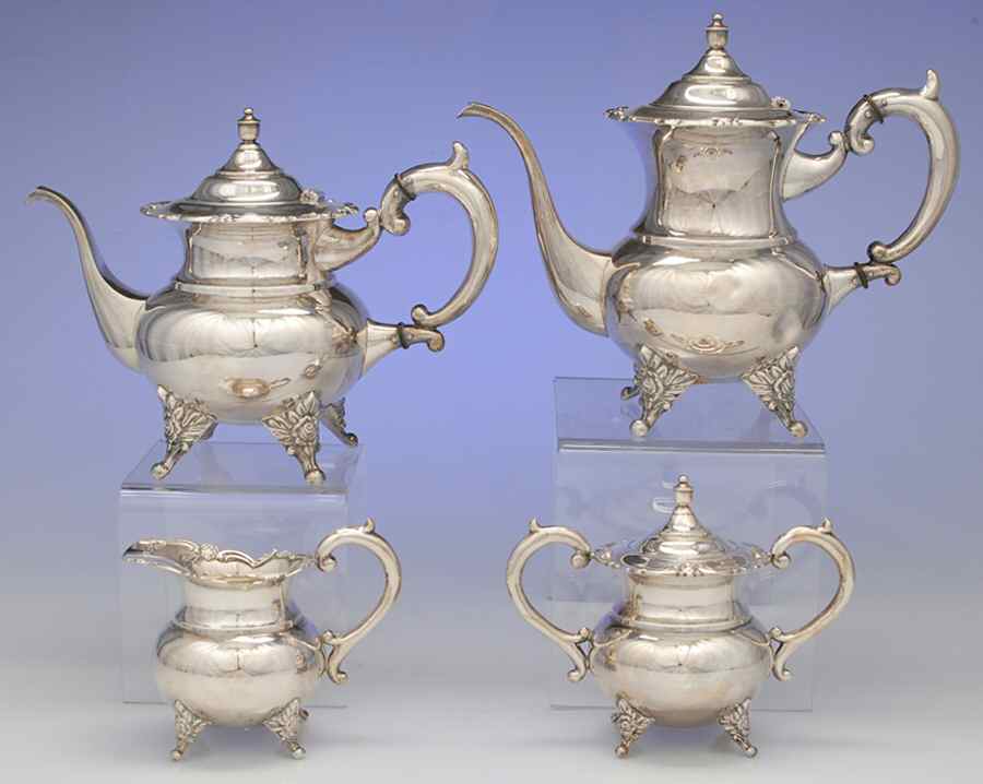 Japan Sterling Holloware 4 Piece Tea Set (SCP, STP, SCR, SSU) by Unknown Manufacturer-1