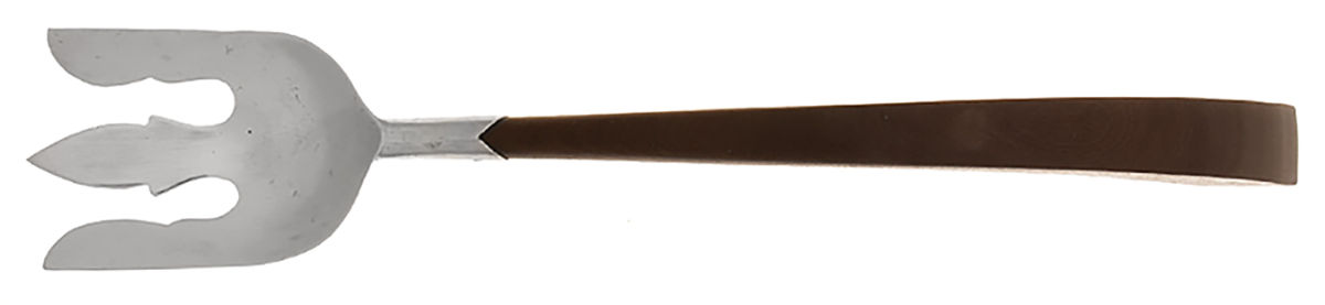 Sterling Flatware Salad Serving Fork W/Wood Hdl & Sterling Prongs by Unknown Mfg Silver-1