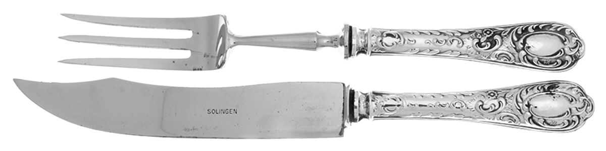 Sterling Flatware Large 2-Piece Roast Carving Set w/Stainless Blade by Unknown Mfg Silver-1