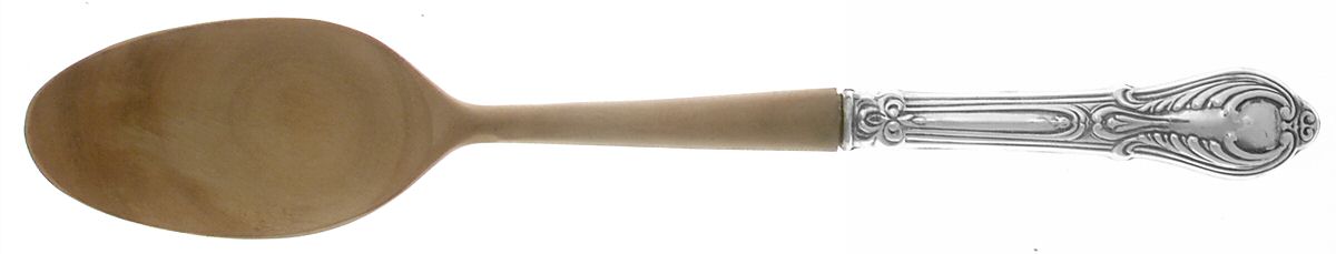 Sterling Flatware Salad Serving Spoon with Wooden Bowl by Unknown Mfg Silver-1