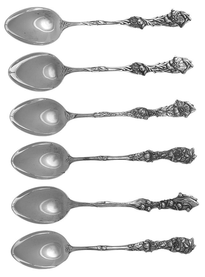 Sterling Flatware Demitasse Spoon - Set of 6 by Unknown Mfg Silver-1
