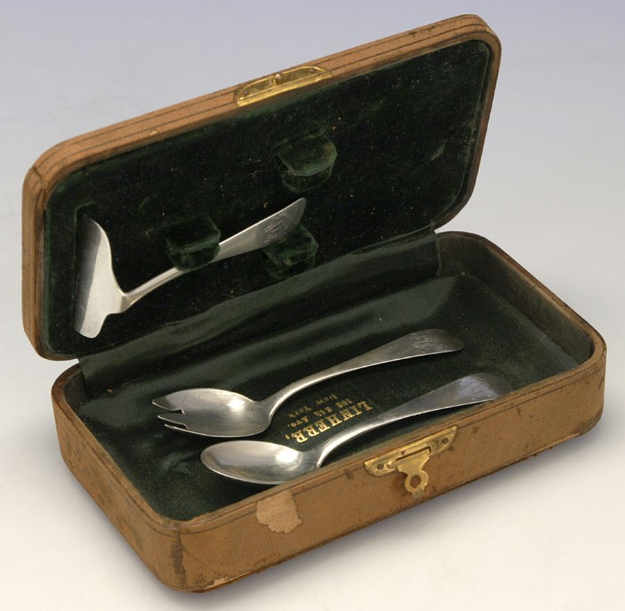 Sterling Flatware Baby Set 3 Piece (Baby Fork,Baby Spoon,Food Pusher by Unknown Mfg Silver-1