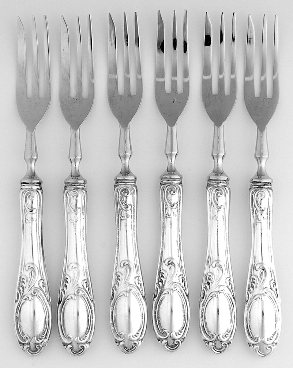 Sterling Flatware Pastry Fork - Set of 6 by Unknown Mfg Silver-1