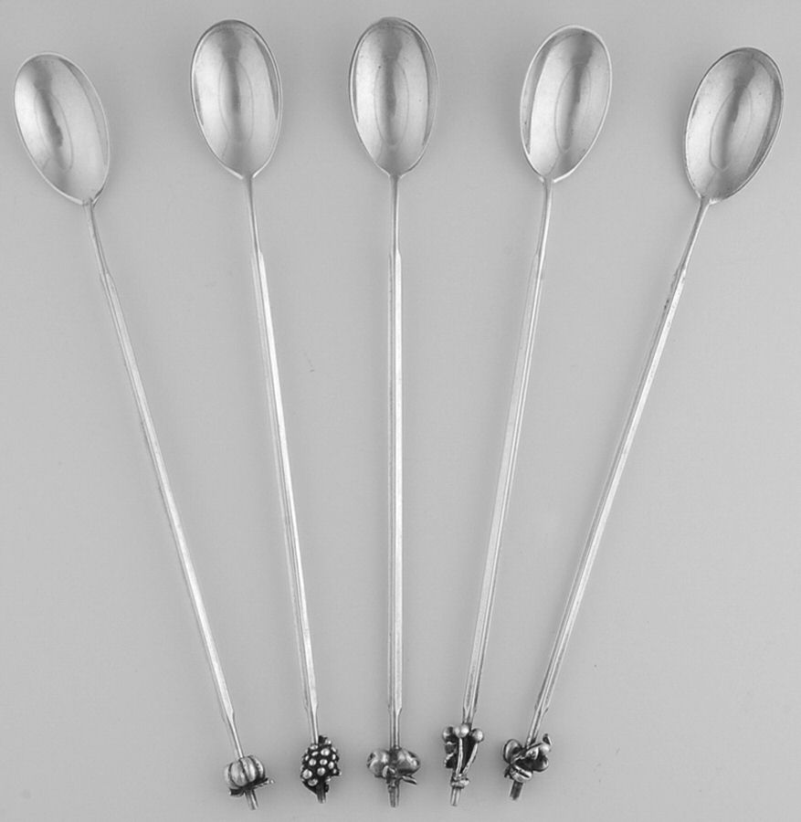 Sterling Flatware Iced Tea Spoon - Set of 5 by Unknown Mfg Silver-1