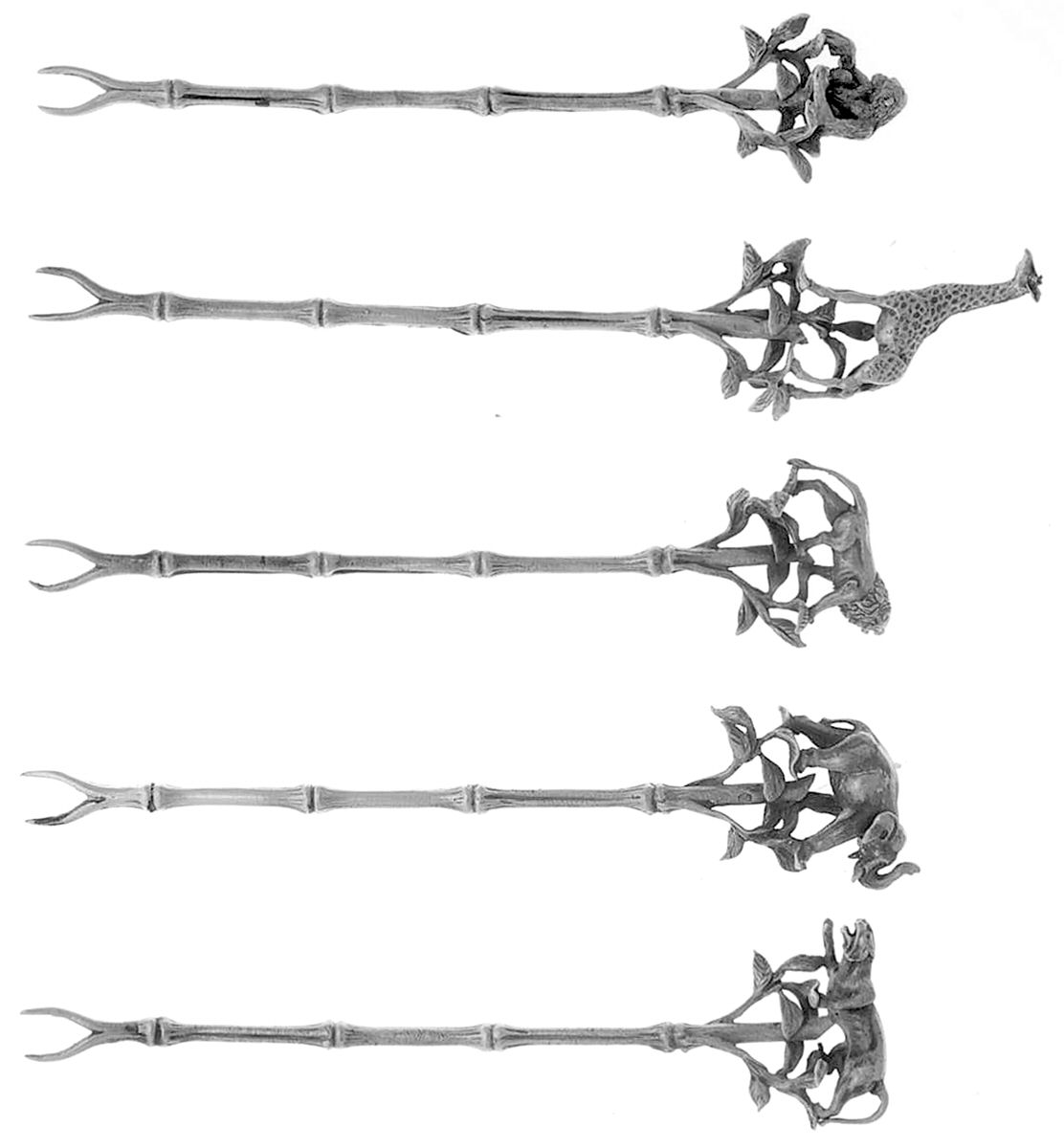 Sterling Flatware Individual Hors d'Oeuvres Fork - Set of 5 by Unknown Mfg Silver-1